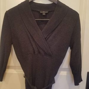 Mock Wrap Tie Waist Sweater